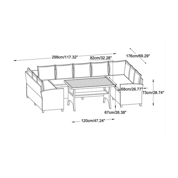 Béžový zahradní lounge set pro 9 Ventura – Unique Furniture-image-4