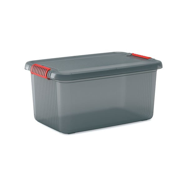 Šedý plastový úložný box s víkem 59x39x28 cm K Latch Box – KIS