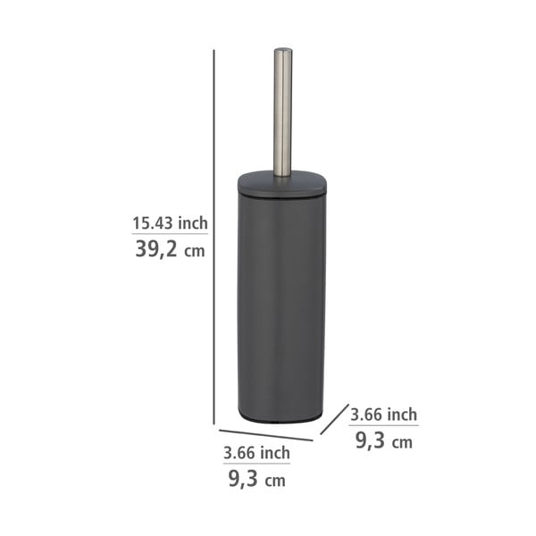 Tmavě šedý toaletní kartáč z nerezové oceli Wenko Alassio-image-1