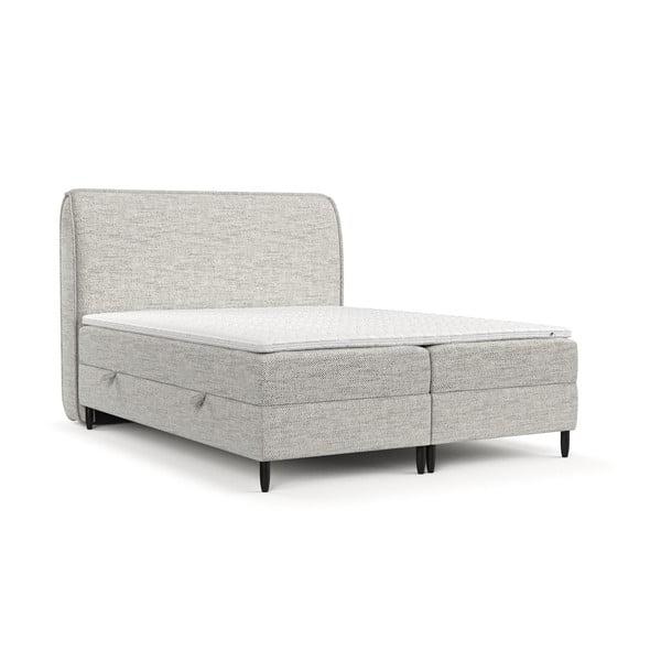 Světle šedá boxspring postel s úložným prostorem 160x200 cm Melba – Maison de Rêve