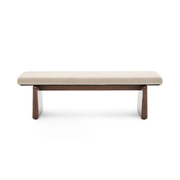 Béžová/v tmavě přírodní barvě žinylková lavice Topaz – Kave Home