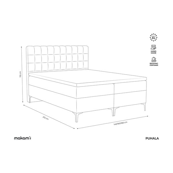 Boxspring postel s úložným prostorem 180x200 cm ve stříbrné barvě Puhala – Makamii-image-3