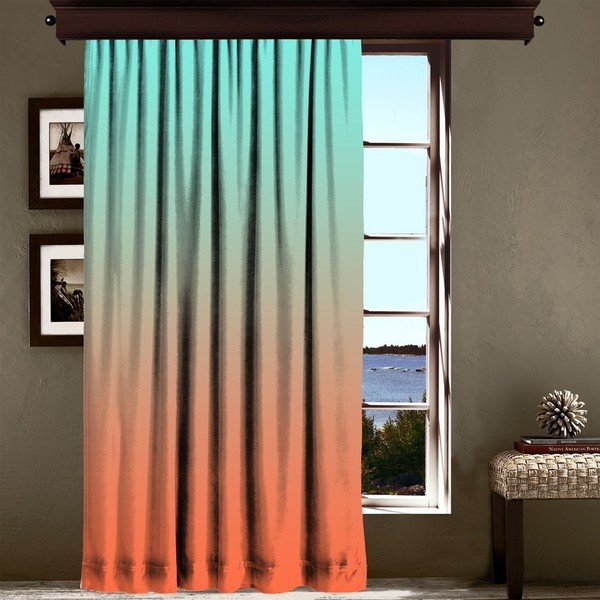 Oranžovo-tyrkysový závěs Curtain Tageho, 140 x 260 cm-image-1