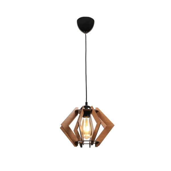 Černé stropní svítidlo s dřevěným stínidlem – Squid Lighting