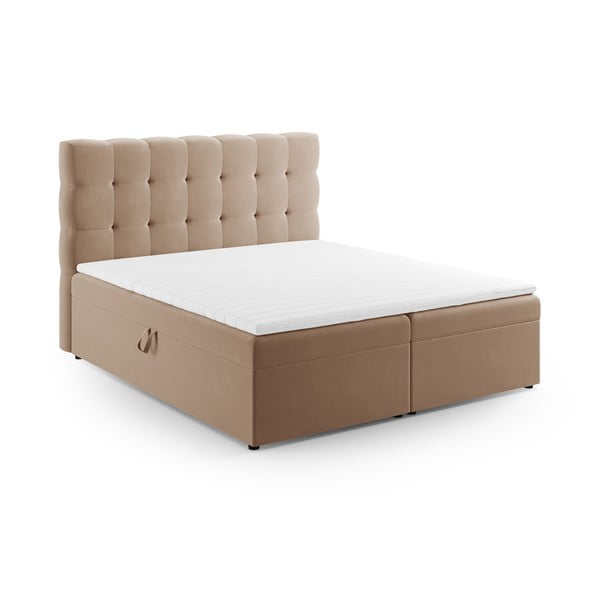 Světle hnědá boxspring postel s úložným prostorem 160x200 cm Bali – Cosmopolitan Design