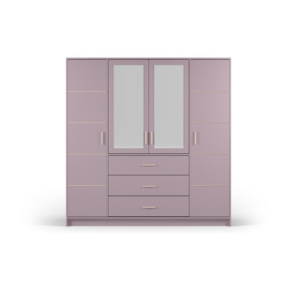 Růžová šatní skříň se zrcadlem 196x200 cm Burren - Cosmopolitan Design