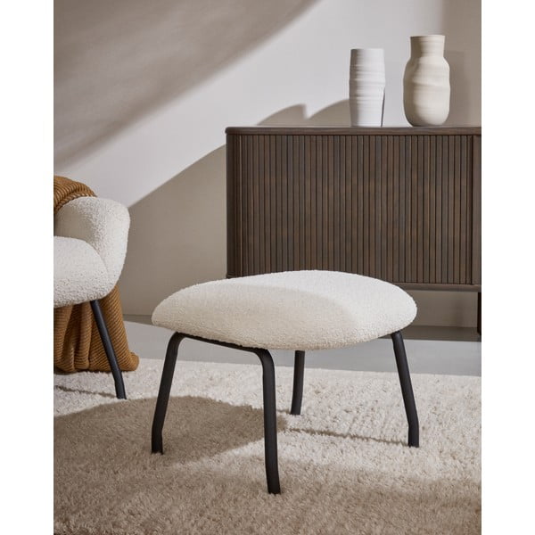 Taburet z textilie bouclé v hořčicové barvě Belina – Kave Home-image-1