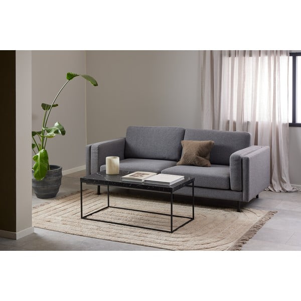 Černý konferenční stolek s deskou v dekoru mramoru 55x110 cm Barossa – Actona-image-1