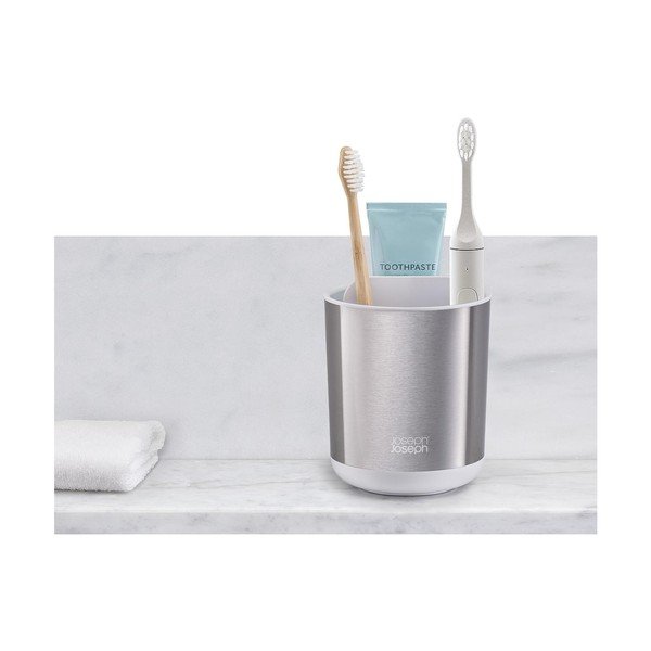 Kelímek na zubní kartáčky z nerezové oceli ve stříbrné barvě Duo Steel – Joseph Joseph-image-4
