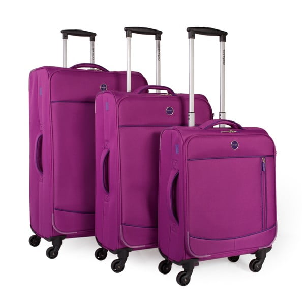 Set 3 cestovních kufrů Trolley Fuchsia