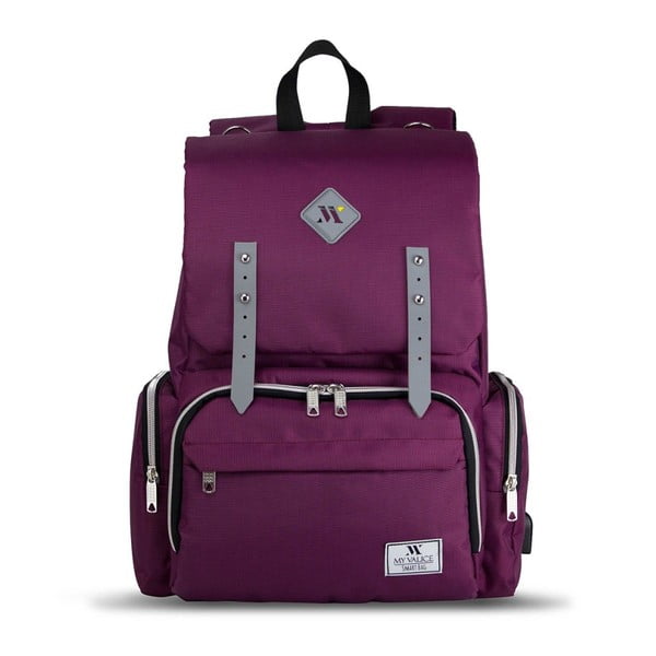 Fialový batoh pro maminky s USB portem My Valice MOTHER STAR Baby Care Backpack-image-2
