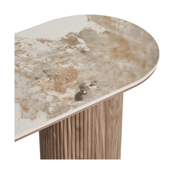 Béžový/v přírodní barvě konzolový stolek s deskou v dekoru mramoru 40x120 cm Athens – House Nordic-image-3