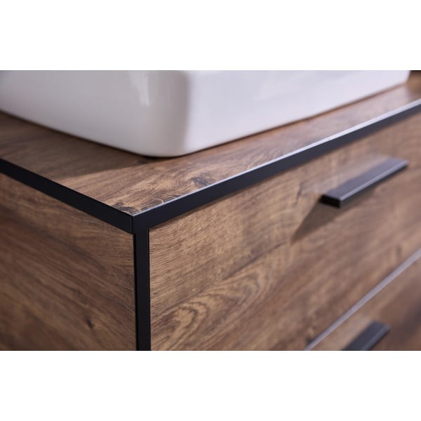 Hnědá závěsná skříňka v dekoru dubu bez umyvadla 71x51 cm Set 374 - Pelipal-image-4