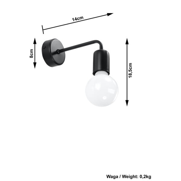 Černé nástěnné svítidlo Sollux Donato-image-2
