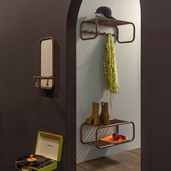 Tmavě hnědý kovový závěsný botník 72x28x35 cm Retro – Spinder Design-image-1