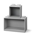 Sada 2 dětských šedých nástěnných polic LEGO® Brick