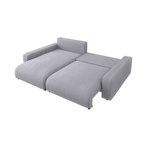 Světle šedá manšestrová rozkládací rohová pohovka (variabilní) Sara – Ropez-image-4