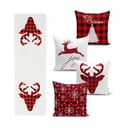 Sada 4 vánočních povlaků na polštář a běhounu na stůl Minimalist Cushion Covers Christmas Tartan