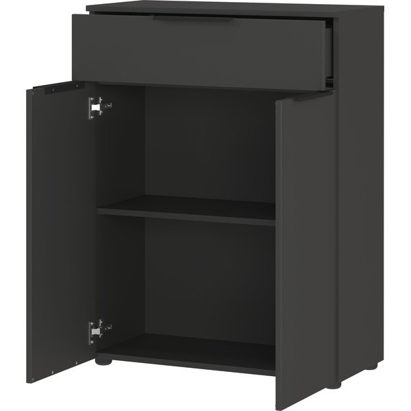 Antracitová vysoká závěsná koupelnová skříňka 71x95 cm Crandon – Germania-image-3