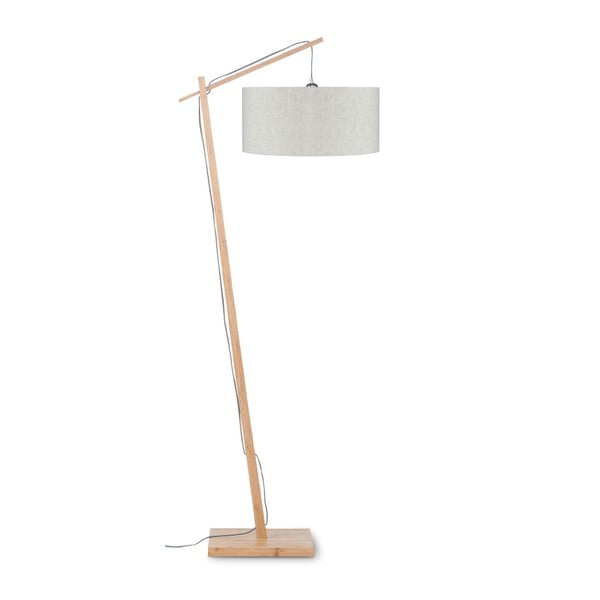 Stojací lampa se světle béžovým stínidlem a konstrukcí z bambusu Good&Mojo Andes