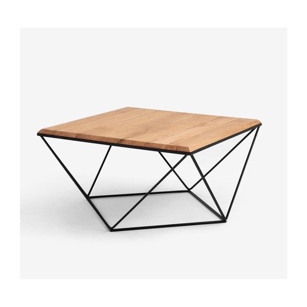Konferenční stolek s černým podnožím a deskou z masivního dubu Custom Form Daryl, 80 x 80 cm-image-4