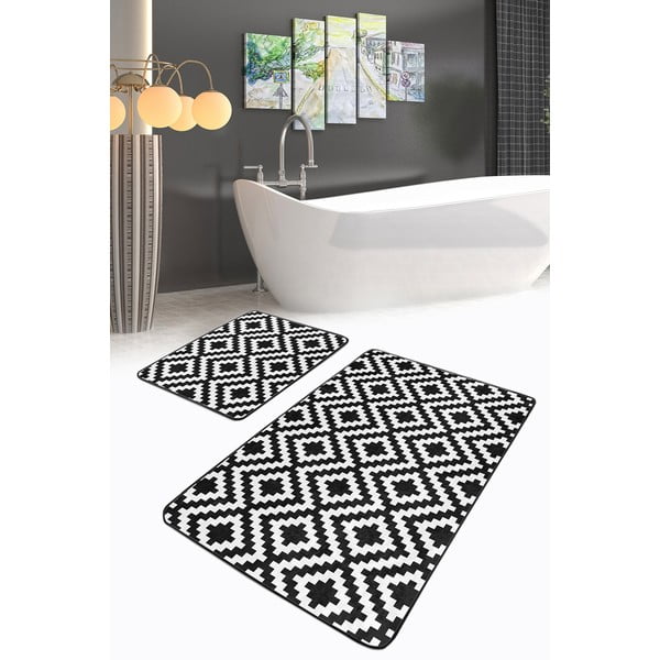 Bílo-černé koupelnové předložky v sadě 2 ks 60x100 cm – Mila Home-image-2