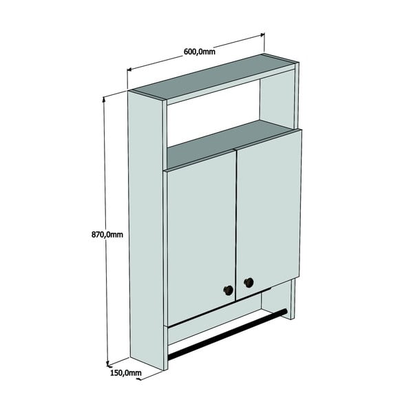 Bílá koupelnová skříňka s věšákem na ručníky, Bathroom Cabinet-image-3
