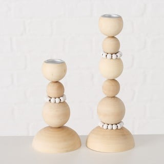 Sada 2 dřevěných svícnů Boltze Beads