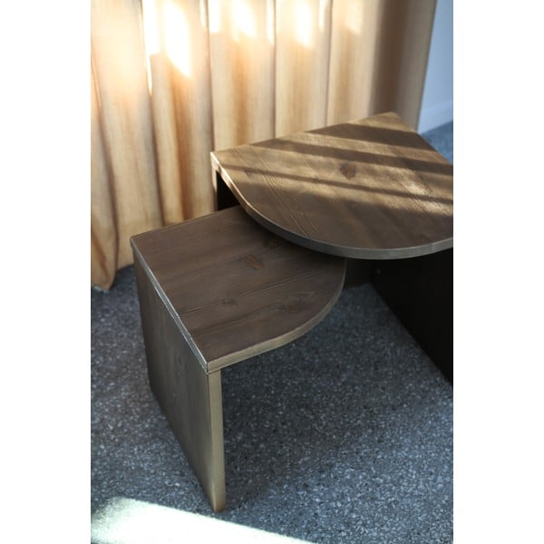 Tmavě hnědé konferenční stolky z borovicového dřeva v sadě 2 ks Combine – Karup Design-image-4