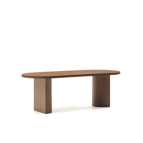 Kulatý jídelní stůl s deskou v dekoru ořechového dřeva 100x200 cm Nealy – Kave Home-image-4