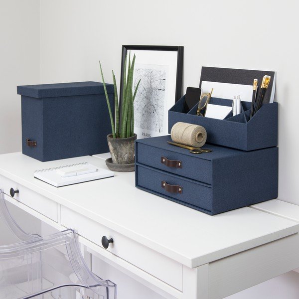 Tmavě modrý 2patrový organizér Bigso Box of Sweden Birger, 33 x 25,5 cm-image-2