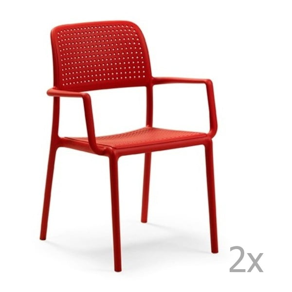 Sada 2 červených zahradních židlí Nardi Bora