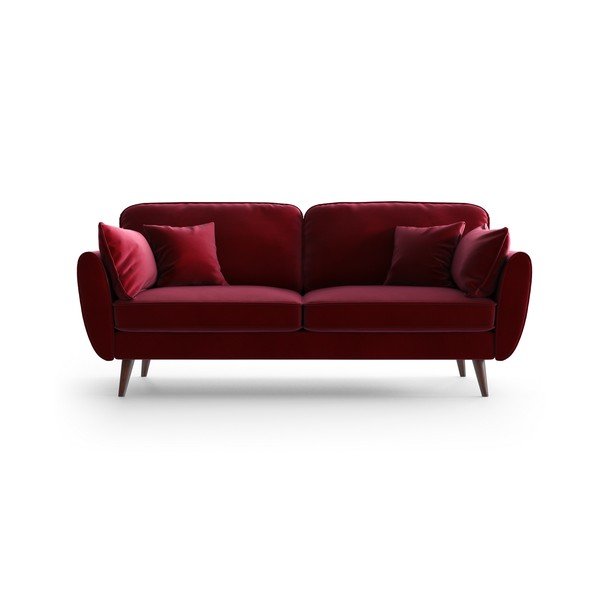 Červená sametová pohovka My Pop Design Auteuil