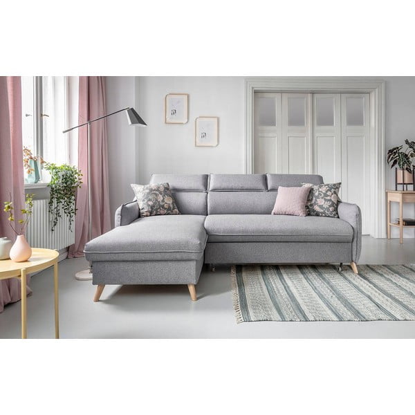 Světle šedá rozkládací rohová pohovka (levý roh) Sweet Harmony – Miuform-image-1