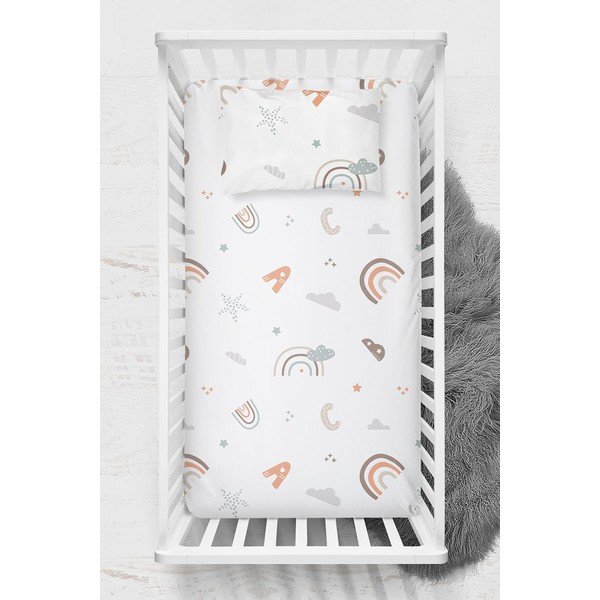 Bílé dětské prostěradlo do postýlky z bavlny Renforcé 100x150 cm Abc – Mijolnir-image-1