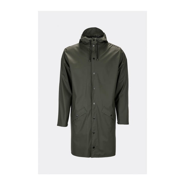 Tmavě zelená unisex bunda s vysokou voděodolností Rains Long Jacket, velikost M / L