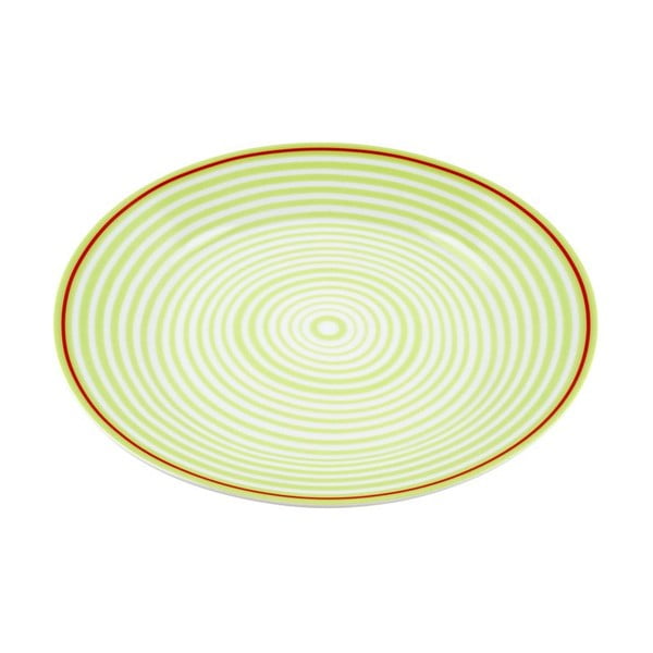 Porcelánový talíř Lines, zelený 4 ks