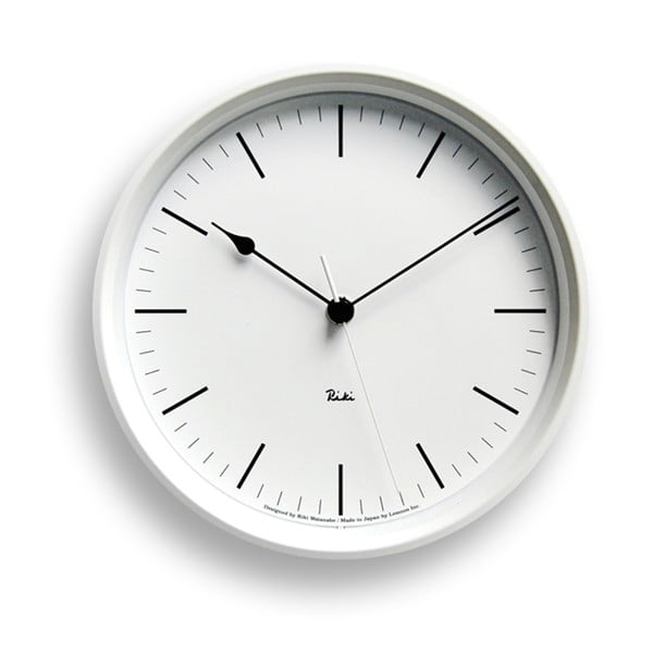 Bílé nástěnné hodiny Lemnos Clock Riki-Riki, ⌀ 20,4 cm