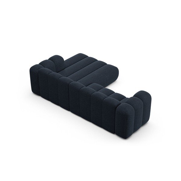 Tmavě modrá žinylková rohová pohovka (pravý roh/s lenoškou) Lupine – Micadoni -image-3