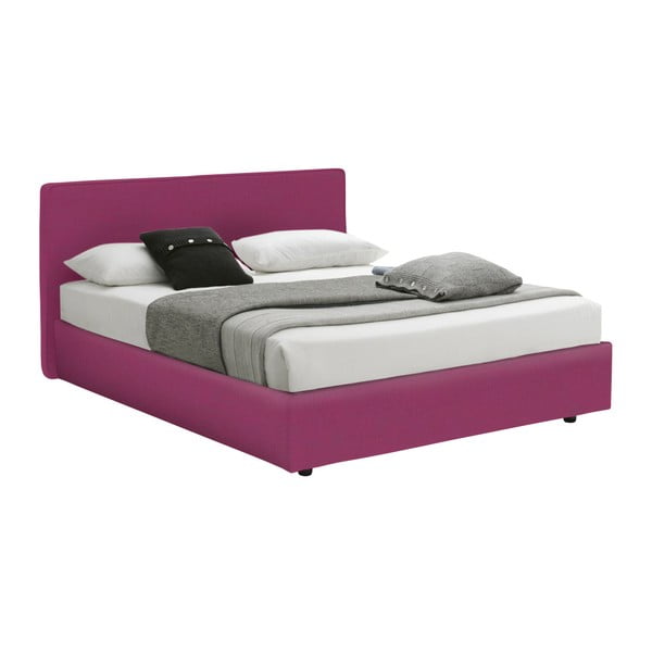 Růžová dvoulůžková postel s úložným prostorem a matrací 13Casa Ninfea, 160 x 200 cm