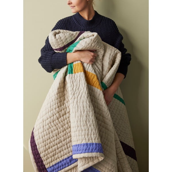 Béžový bavlněný přehoz na dvoulůžko 260x260 cm Twist - Hübsch-image-3