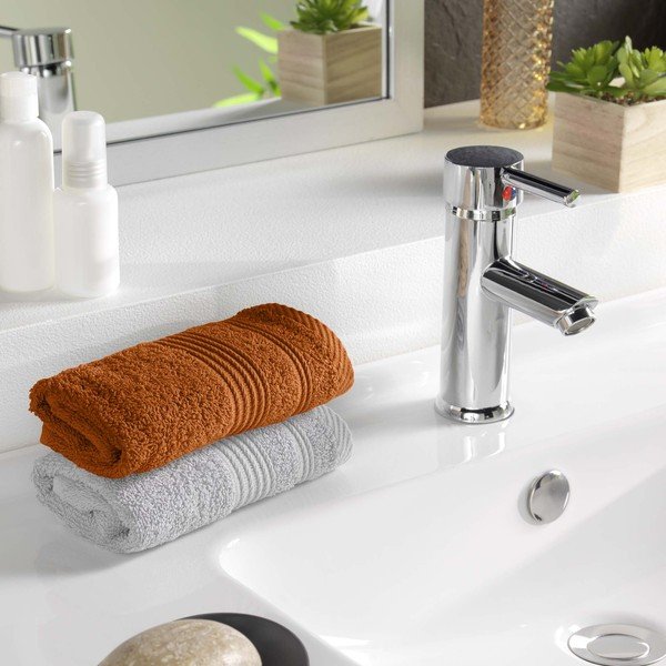 Froté bavlněný ručník v terakotové barvě 30x50 cm Tendresse – douceur d'intérieur-image-1