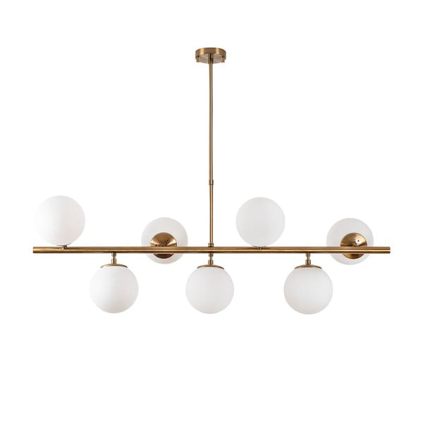 Bílé/v mosazné barvě závěsné svítidlo se skleněným stínidlem Fazli – Opviq lights