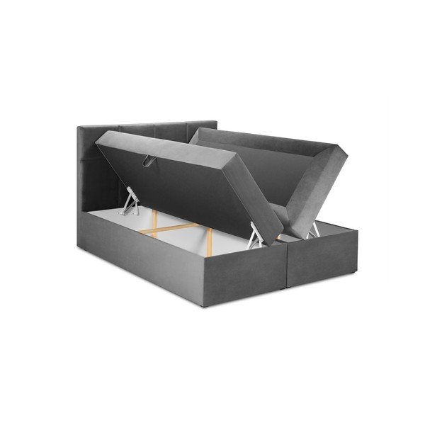 Šedá boxspring postel s úložným prostorem 160x200 cm Mimicry – Mazzini Beds-image-3