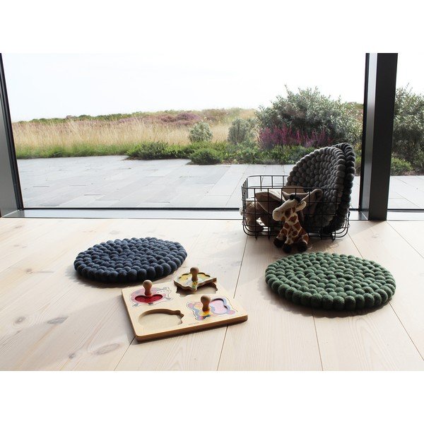 Tmavě modrý kuličkový vlněný dětský podsedák Wooldot Ball Chair Pad, ⌀ 30 cm-image-4