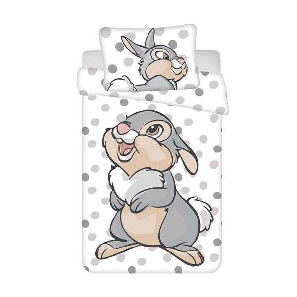 Bílo-šedé bavlněné dětské povlečení do postýlky 100x135 cm Thumper "Dots" – Jerry Fabrics