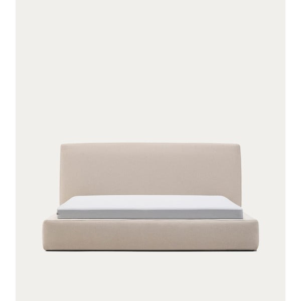 Béžová čalouněná jednolůžková postel bez roštu 90x200 cm Blok – Kave Home-image-3
