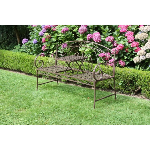 Hnědá kovová zahradní lavice Saket – Garden Pleasure-image-1