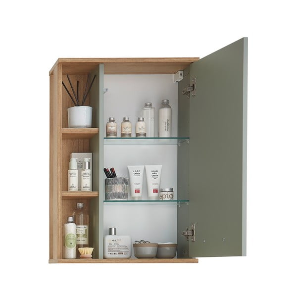 Zelená závěsná koupelnová skříňka v dekoru dubu 51x75 cm Set 963 - Pelipal-image-3