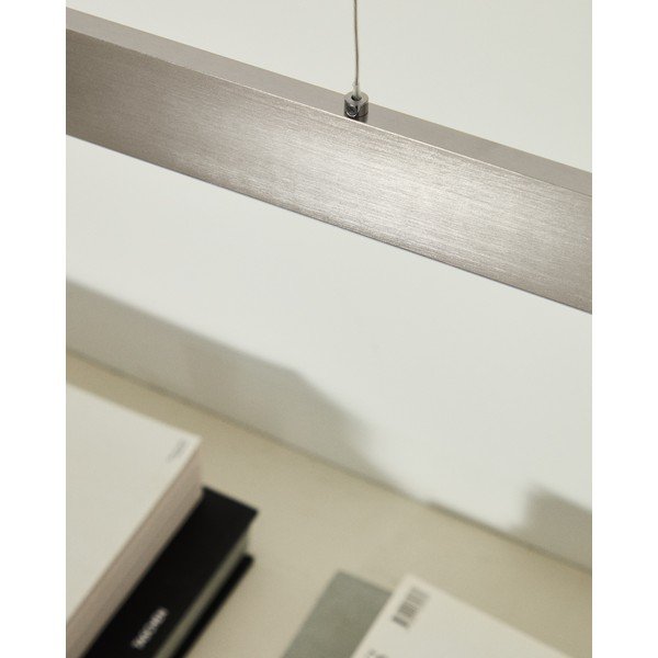 LED závěsné svítidlo ve stříbrné barvě s kovovým stínidlem Boadella – Kave Home-image-3